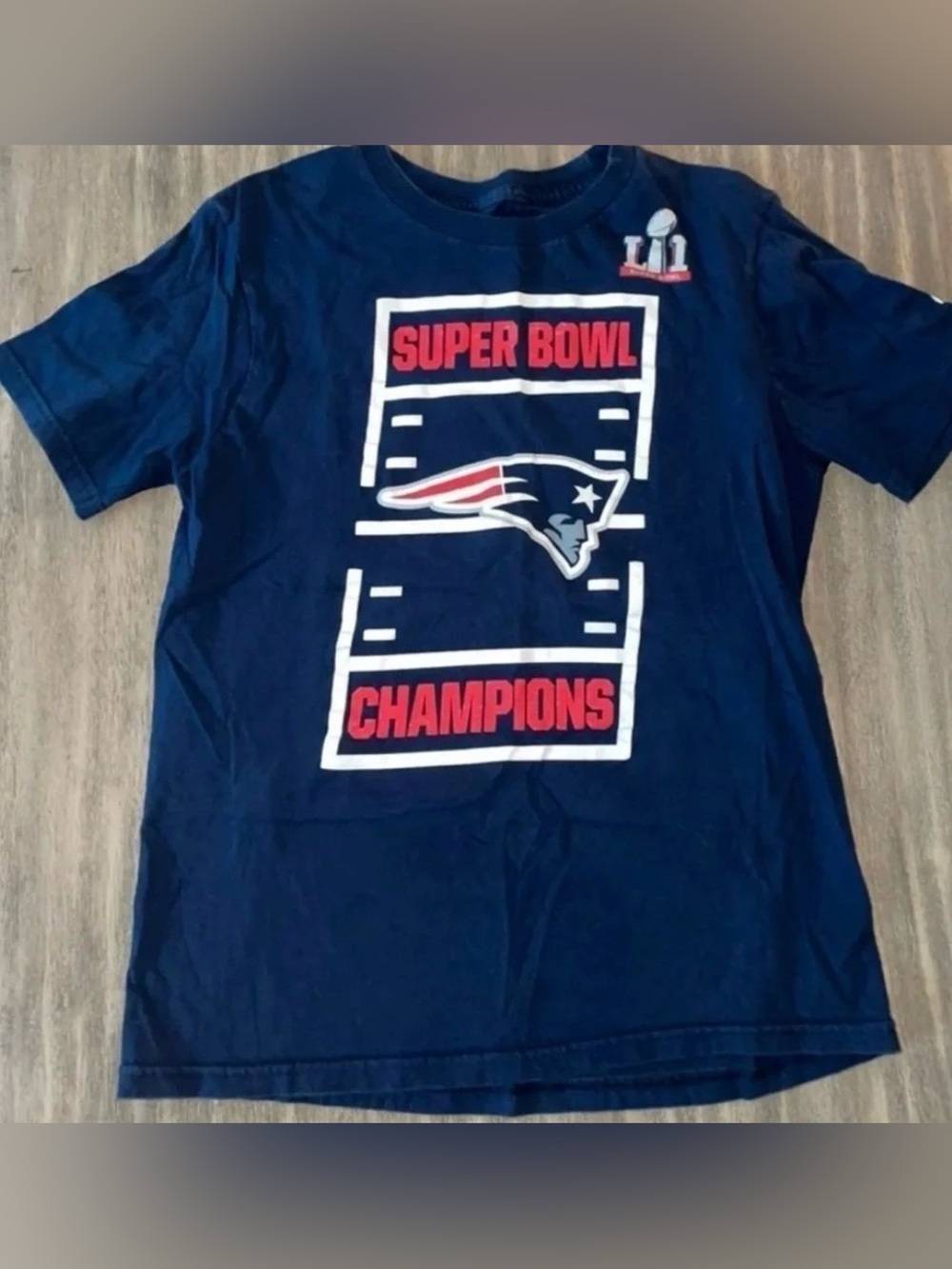 Nike Boys Navy Blue New England Patriots Super Bowl Champions Tee